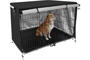 Schleuder Dog Crate Cover, 210D Oxford Cloth Double Door Dog Crate & Enclosure Covers, Durable Material Waterproof Shading Breathable Dog Cage Cover, Dog Crate & Kennel Covers (123 X 78 X 81cm)