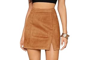 Maeau - Gonna da Donna Corta Gonna Camoscio Sintetico Vita Alta Gonne A-Line Eleganti Gonna A Tubino Slim Gonna Casual Moda con Cerniera per Quotidiano Party Festa