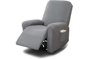 LIROPAU 4-częściowy pokrowiec na sofę Recliner, pokrowiec na fotel relaksacyjny, kompletny pokrowiec na fotel, pokrowiec na fotel, rozciągliwy pokrowiec z kieszeniami, elastyczny pokrowiec na fotel