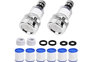 Tibapla Filtro de Agua para Grifo,Filtro de grifo para el hogar, Purificador a Prueba de Salpicaduras,2 Pcs Filtro Purificador de Agua de Grifo, Filtro de Grifo Giratorio de 360° para Cocina y Baño