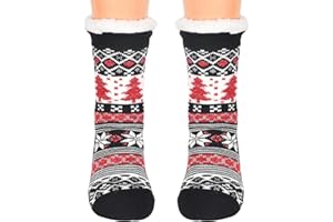 Homirty Weihnachtssocken, Winter Thermosocken Haussocken, Wintersocken mit Warm Flauschig Stoppersocken, Kuschelsocken Weihnachten für Wärme, Lustige Socken Weihnachtssocken (Weihnachtsbaum)