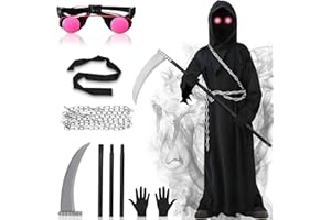 YIBEBE Disfraz de Parca de Halloween: Reaper Disfraz de Niños para la Fiesta de Halloween Carnavales Cosplay