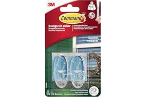 Command Gancio Adesivo Trasparente da Esterno, Medium (2 Ganci) - Appendi le Decorazioni da Esterno