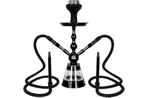 FUMANIA Narghilè Star Evo 2 Tubi narghilè moderni, in alluminio, braciere silicone, sistema di riscaldamento, tubo in silicone con manico slim, vaso acrilico completo, narghilè Shisha qualità (nero)