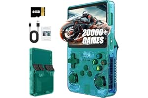 KOOLSHIRO R36S Retro Handheld Games Console, 20,000+ Classic Games Portable Pocket Video Player with 3.5 Inch HD Screen, 64G TF Card, Open Source Linux System Screen for Teens and Adults (Green 64G)