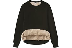 TACVASEN Damen Sweatshirt Pullover Langarm mit Fleece gefüttert Rundhals Langarmshirt Ohne Kapuze Warm Casual für Herbst Winter