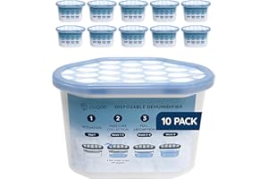 CUQOO Disposable Dehumidifier for Home 500ml, Pack of 10 Moisture Absorber Dehumidifiers for Damp, Mould, Kitchen, Wardrobe, Bedroom, Caravan, Office, Garage, Bathroom - Mini Condensation Absorbers