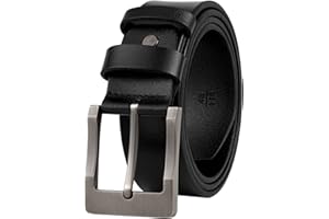 GSG Since 1998 Men's Genuine Leather Belts, 38mm Soft Casual Jeans & Work Belt M22068, Cut-to-Short Design for Father, Boyfriend, Brother, Son, Grandson