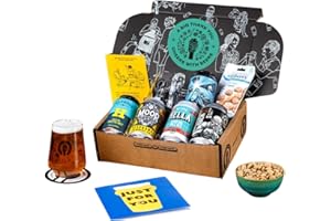 Premium Craft Pale Ale/IPA Thank You Beer Gift Hamper - 5 Independent British Craft Beers, a Snack and Beer Tasting Glass by QWERTY Beer Box - Craft Beer Thank You Present for Him