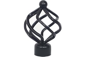 Home Harmony® 28mm Curtain Pole Ends Finials Pack Of 2 Available in Silver and Black (Black, Bird Cage)