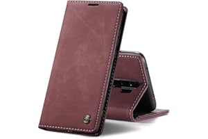 Chocoyi Compatible Funda Xiaomi Redmi Note 8 Pro Flip Leather Edition,magnético, función de Soporte y Ranuras para Tarjetas-Rojo