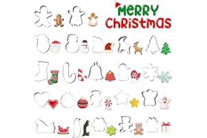 PTAIZJJZ Lot de 22 mini emporte-pièces de Noël en acier inoxydable – Pain d'épices, arbre, flocon de neige, canne à sucre, Père Noël, bonhomme de neige, renne, gants et plus encore