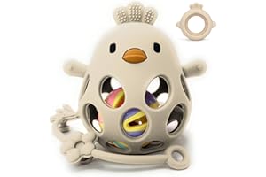 MÜVI - Pack mordedores bebé silicona, Mordedor sonajero, Mordedor sensorial, Alivio dental para dentición, Mordedor bebe +3 meses, Sin BPA, Teether Baby, Baby Teething Toys. (Pack Beige)