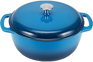 Amazon Basics Casseruola in ghisa smaltata, Rotondo, 5.7 L, Blu