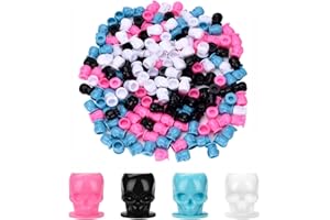 ATOMUS 100pcs Disposable Tattoo ink cups Pigment Caps Tattoo Permanent Makeup Container Cap for Holding Tattoo Ink Accessories (Colorful skull type)