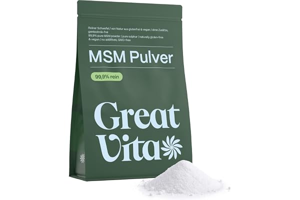 Poudre GreatVita MSM pure à 99,9%, méthylsulfonylméthane, 1000 g
