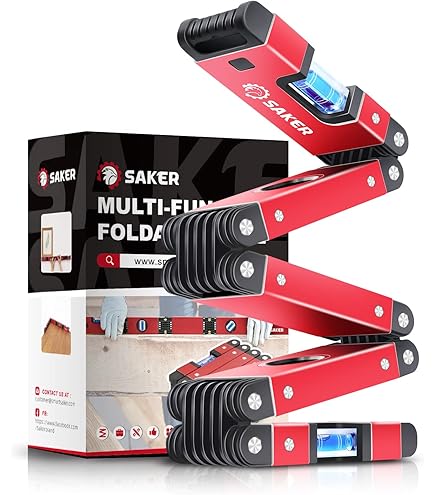 TIASOU Folding Level Tool - Portable Multi-Angle Level With 4 Easy-Read Bubbles For DIY & Construction (Black)