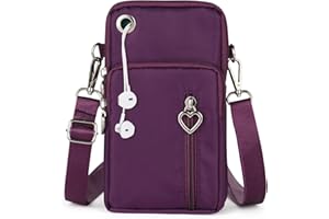 Aucuu -Bandolera Pequeña Mujer de Nailon,Bolso de Teléfono Móvil para Mujer,con puerto para auriculares para teléfonos móviles y Correa Ajustable,Guardar Móvil de Hasta 7"