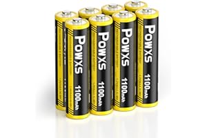 POWXS AAA Akku 1100mAh 8 Stück, Wiederaufladbare Micro Batterien AAA, 1.2 V NiMH, 1,200 Mal Wiederaufladbar, hohe Kapazität, Kein Memory Effekt, Vorgeladen und Einsatzbereit
