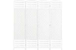 HOMCOM Paravento da Interno a 4 Pannelli Pieghevole, 160x170 cm Separé Divisorio per Ambienti Interno Autoportante Intrecciato in Corda di carta e Legno per Casa, Soggiorno e Ufficio, Bianco