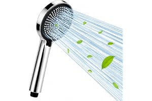 GRIFEMA Alcachofa de Ducha Alta Presión Antical con 3 Modos | Mango de Ducha Compacto y Ultraligero, Teléfono de Baño Universal con 216 Boquillas de Silicona de Fácil Limpieza, Cromado