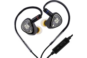 Linsoul TANGZU Wan'er S.G II Monitor In Ear,HiFi Auriculares,Controlador Dinámico de 10mm Diafragma Pet Gaming IEM Audifonos con 2Pin Cable OFC Desmontable para Audiófilo Músico(Negro,3.5mm con Mic)