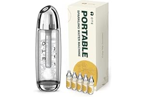 OTE Machines à eau Pétillante avec 20 Cylindres de CO2 Double Couche PET Portable Soda Streaming Machine Safe 450 ml Personal PET Seltzer Stream Carbonator Pas d'électricité Sans BPA (Argent 2)