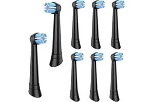 SpacEver Pack 8 Testine Spazzolino Ricambio Compatibile con Oral B Io Testine 3 4 5 6 7 8 9 10 Spazzolino Elettrico Nero