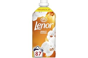 Lenor Adoucissant Ambre et Orchidée, 87 Lavages, 24H De Fraîcheur Relaxante, Avec Huiles Essentielles, Parfum Relaxant Sensation Zen, Efficace en Cycles Rapides et à Froid, Testé Dermatologiquement