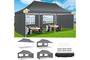 TOOLUCK Pop up Gazebo 3M x 6M Marquee Gazebo Tent with Sides Upgrade Structure UPF50+ Protection &100% Waterproof for Garden Parties Commercial with Easy Carry Bag, Grey