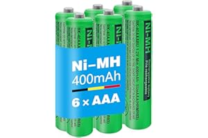 JAPUSOON BK-40AAABU NI-MH Batería AAA para Panasonic, Pilas Recargables AAA 400mah 1.2v para Telefono Gigaset - Paquete de 6