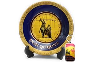 PLANTA COLOR Plato Decorativo España Don Quijote + Llavero Recuerdo de La Mancha – Incluye Soporte y Gancho para Colgar – Souvenir Cultural Ideal para Amantes de Cervantes, Viajeros y Coleccionistas (Don Quijote)