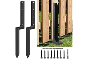 YSJWAER Fence Post Repair Kit - Heavy Duty Thicker Fence Post Anchor Stake Repair 4x4/6x6 Wooden Fence Post Support (2 Pcs)