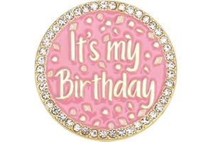 MIKOVIVI Pink Rhinestone It’s My Birthday Pin for Women, Sparkling Crystal Birthday Brooch Badge Pin Button for Celebration Happy Events Party Accessories