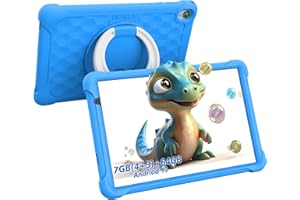 Kids Tablets BENEVE 10 Inch Tablet for Kids 7GB(4+3 Expand) RAM+64GB/1TB ROM Android 13 Tablet for Toddler with Case,WiFi,Bluetooth,Dual Camera,Parental Control, Google Play Store Pre Installed (Blue)