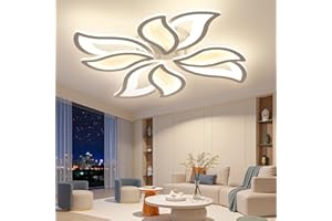 OTREN Lampa sufitowa Salon, ściemnialna lampa sufitowa LED do salonu 3000K - 6500k z pilotem i aplikacją, nowoczesny płatek LED do salonu, sypialni, pokoju dziecięcego,Biały (4 głowic / ø68 cm)