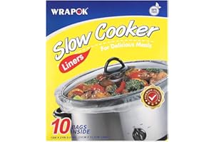 WRAPOK Slow Cooker Liners Cooking Bags BPA Free for Oval or Round Pot, Large Size 13 x 21 Inch, Fits 3 to 8.5 Quarts - 1 Pack (10 Bags Total)