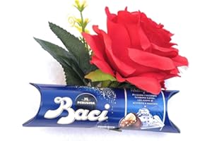 NARAMAKI® Idea Regalo Festa della Mamma 2025 - Baci Perugina Classico 37,5gr + Rosa Rossa Artificiale