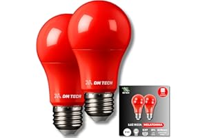 DM TECH PACK 2 Luz Roja Nocturna Melatonina E27 - Bombilla Terapia Roja para Dormir - 0% Luz Azul + Rosca Estándar + Mejora del Ritmo de Descanso