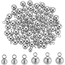 SUNNYCLUE 100 Ciondoli A Sfera In Acciaio Placcato Oro 18K – Misure 4x7 Mm E 6x9 Mm, Per Creazione Di Orecchini, Bracciali E Collane, Fai Da Te E Artigianato