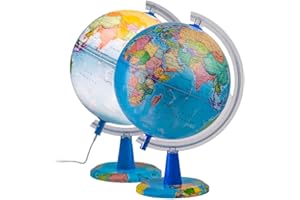 TOPGLOBE Globe lumineux 20cm - Carte française - Globe politique moderne - Décoration éducative/géographique/de bureau