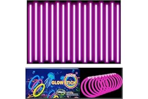 YAYAFUNFUN Braccialetti luminosi fluorescenti rosa 100 pezzi, colorati bastoni bulk con 100 connettori. Glow sticks bambini adulti per compleanno, feste, Carnevale, Capodanno, Pasqua, Halloween