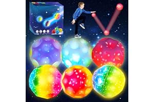 Ycaaeo 6 Stück Jump Ball Leuchtend mit Geschenkbox Flummiball High Bouncing Galaxy Moon Spaceballs Leuchtender Springball für Kinder Outdoor & Indoor