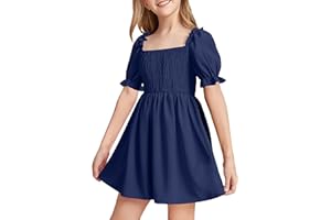 DivingBirds Tween Girls' Dresses Elegant Ruffle Sleeve Kids Dress for Girls Teenagers Ladies Summer Dresses Size 7-14 Years