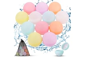 Carastek 12 sztuk bomb wodnych wielokrotnego użytku, szybkie napełnianie, silikonowe kule wodne dla dzieci i dorosłych, do parku wodnego, na imprezę, basen, do zabawy rodzinnej