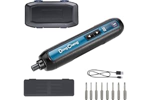 DONG CHENG DongCheng 4V Cordless Electric Screwdriver, 2000mAh Battery Powered Rechargeable with 3 Torque Setting Up to 5N.m, 300RPM, Dual LED Lights, 8pcs 2-Inch Magnetic Screw Bits (4V Screwdriver)