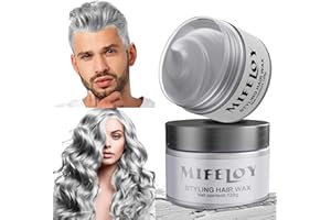 COUKULA 4,23 Unzen Silbergrau Temporäre Haartönung, Gray Instant Hair Cream Mud, Natürliche Haarfarbe Frisur Pomade, Unisex Styling Haartone Wax, 120g Grau Haar Wachs für Party Cosplay Halloween Weihnachten