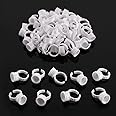 FAMILIFE Tattoo Rings Cups Disposable Glue Holder Plastic Tattoo Ink Pigment Ring Adhesive Makeup Rings Palette For Eyelash Extension Nail Art Application Tools, 100 Pack