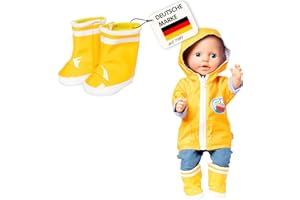 Heless 1401 - Gummistiefel für Puppen, in Gelb, Größe 30 – 34 cm, für trockene Puppenfüße bei Regenwetter und Trendsetter in der Puppenmodewelt