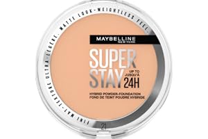 Maybelline New York 2-i-1 pulvermakeup, vattentät och matt med hög täckförmåga, Super Stay Hybrid Powder Foundation, nr 21, 1